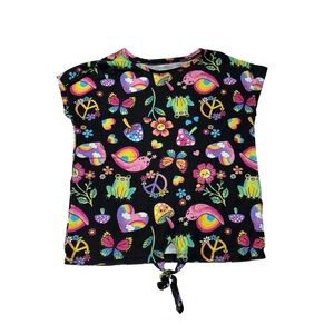 The Children's Place Black Tee with Colorful Patterns